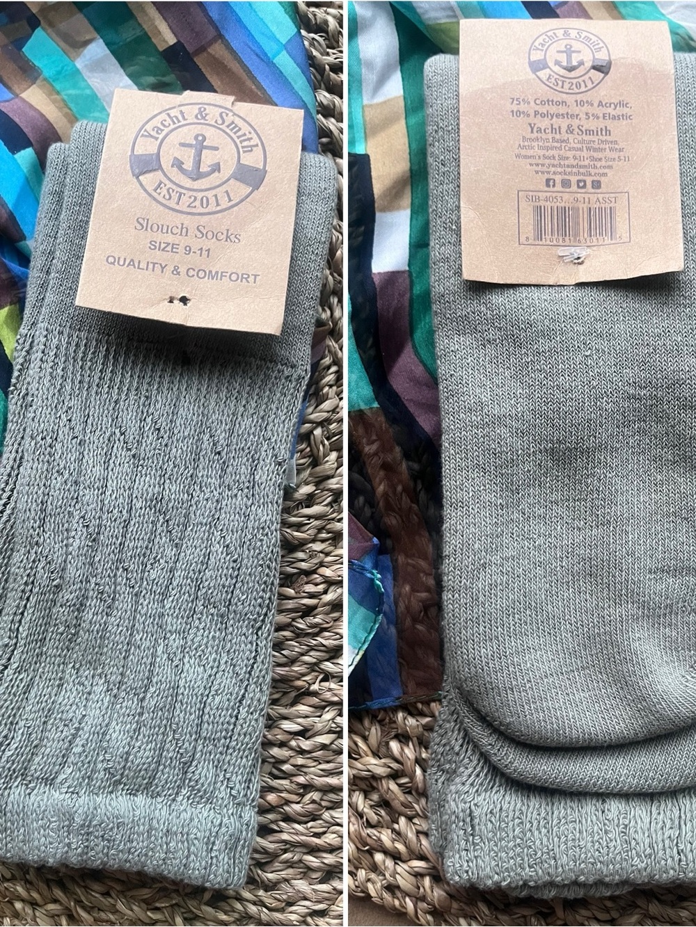 Slouch Socks - Gray/Olive Green-ish